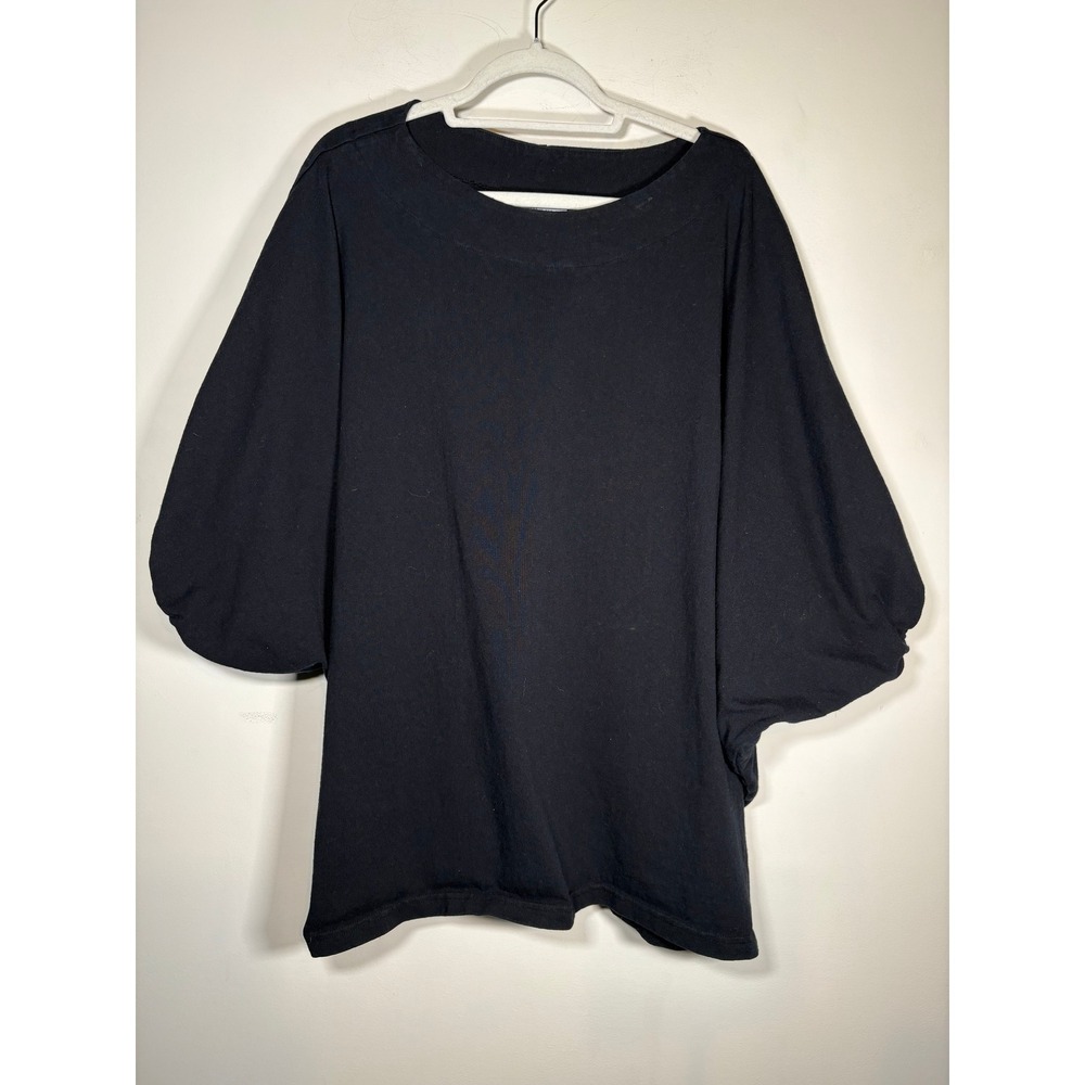 Bryn Walker Top Black Balloon Sleeve Cotton Jersey Oversized Lagenlook Dolman M